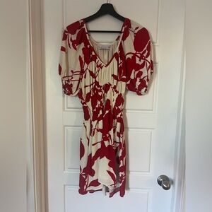 Faithfull the Brand Red and Cream Mini Dress